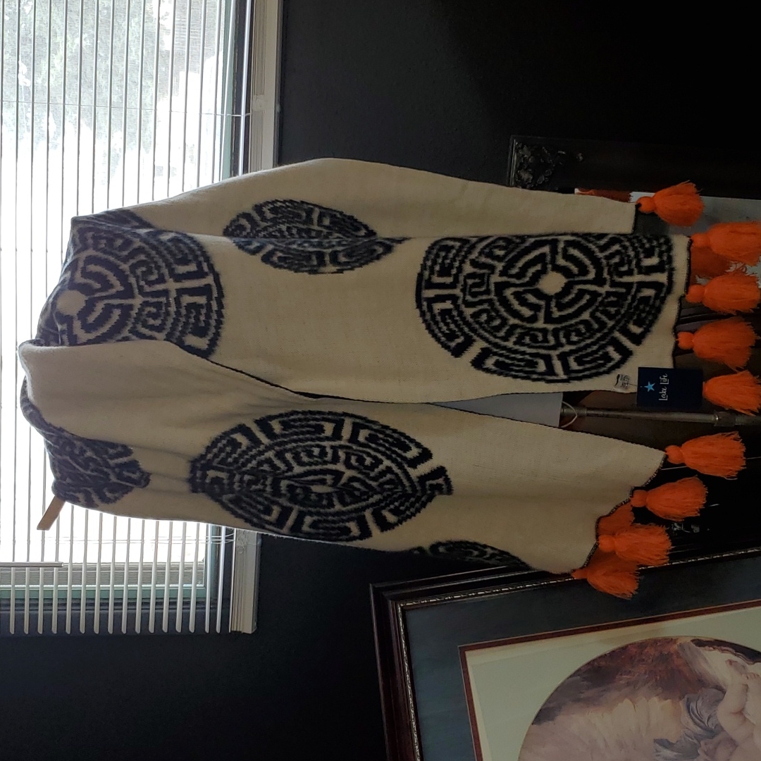 Lake Life Brand Reversible Tasseled 70 Inch Scarf